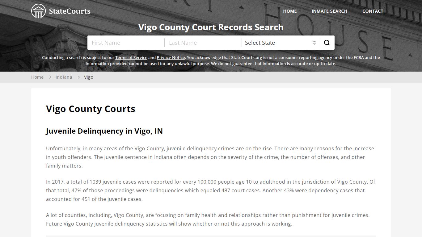 Vigo County, IN Courts - Records & Cases - StateCourts