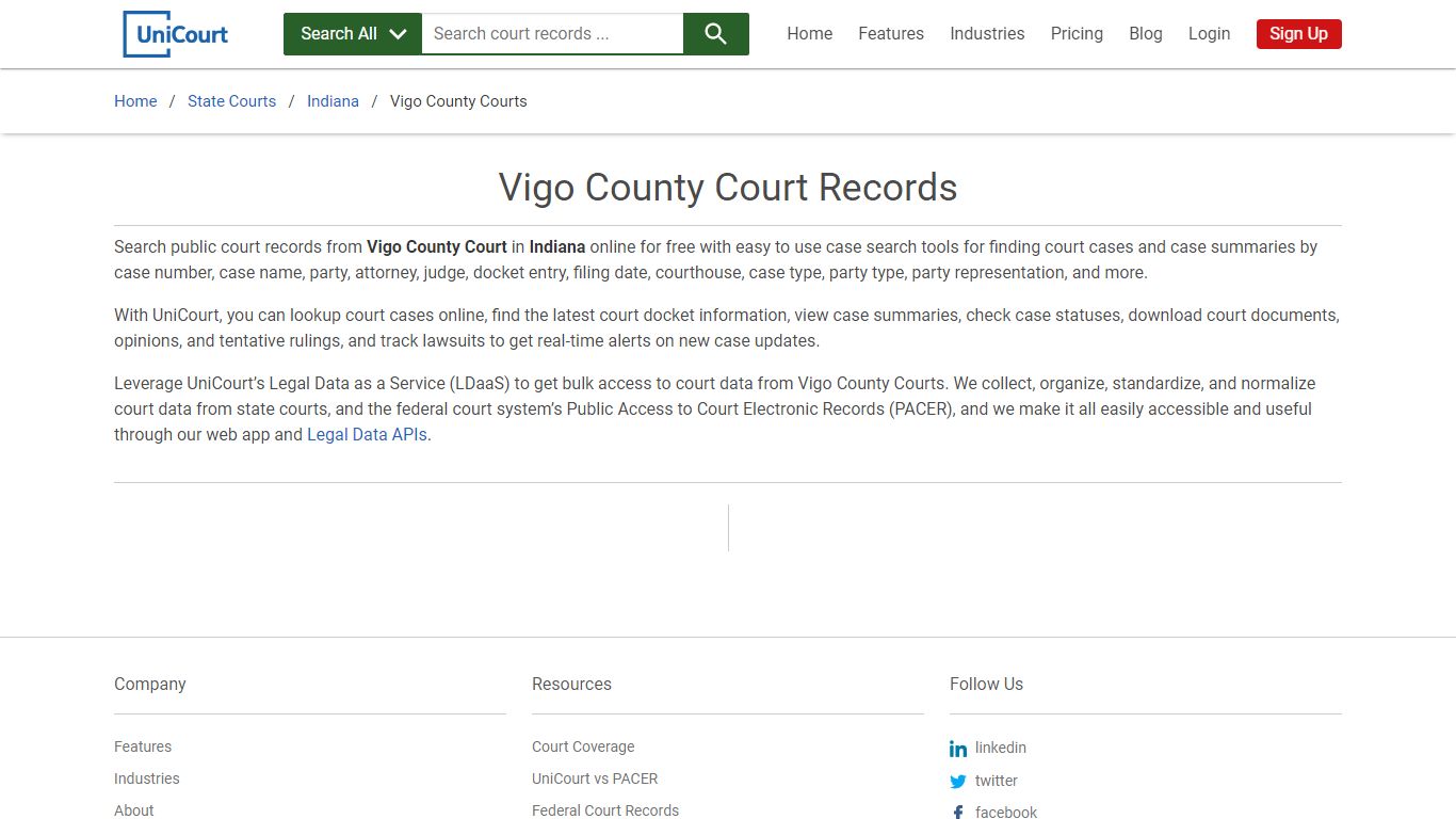 Vigo County Court Records | Indiana | UniCourt